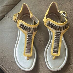 Yellow Sandals with Silver Accents